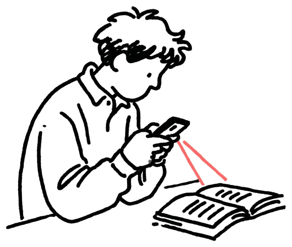 A reader scanning a book's barcode with their phone
